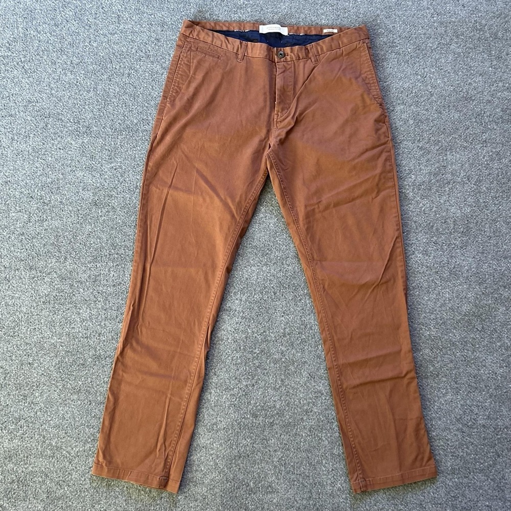 Scotch & Soda Warren Pants‎ Mens 34x32 Brown Stretch Chino Straight Leg Casual